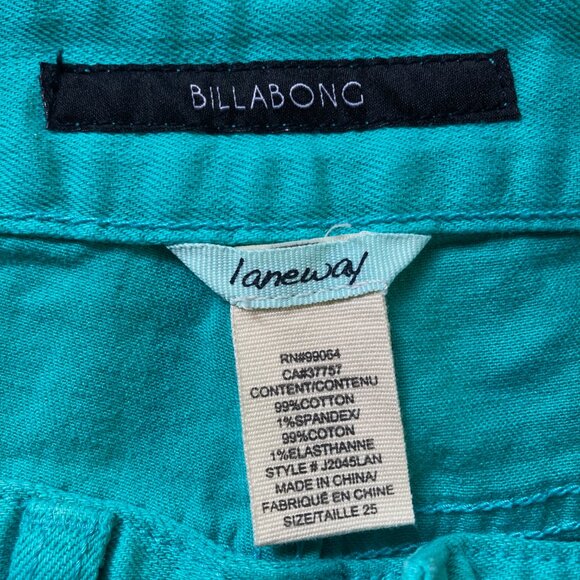 #148 Women's NWT Green Billabong Cut off Shorts, Size 25 - Picture 5 of 6